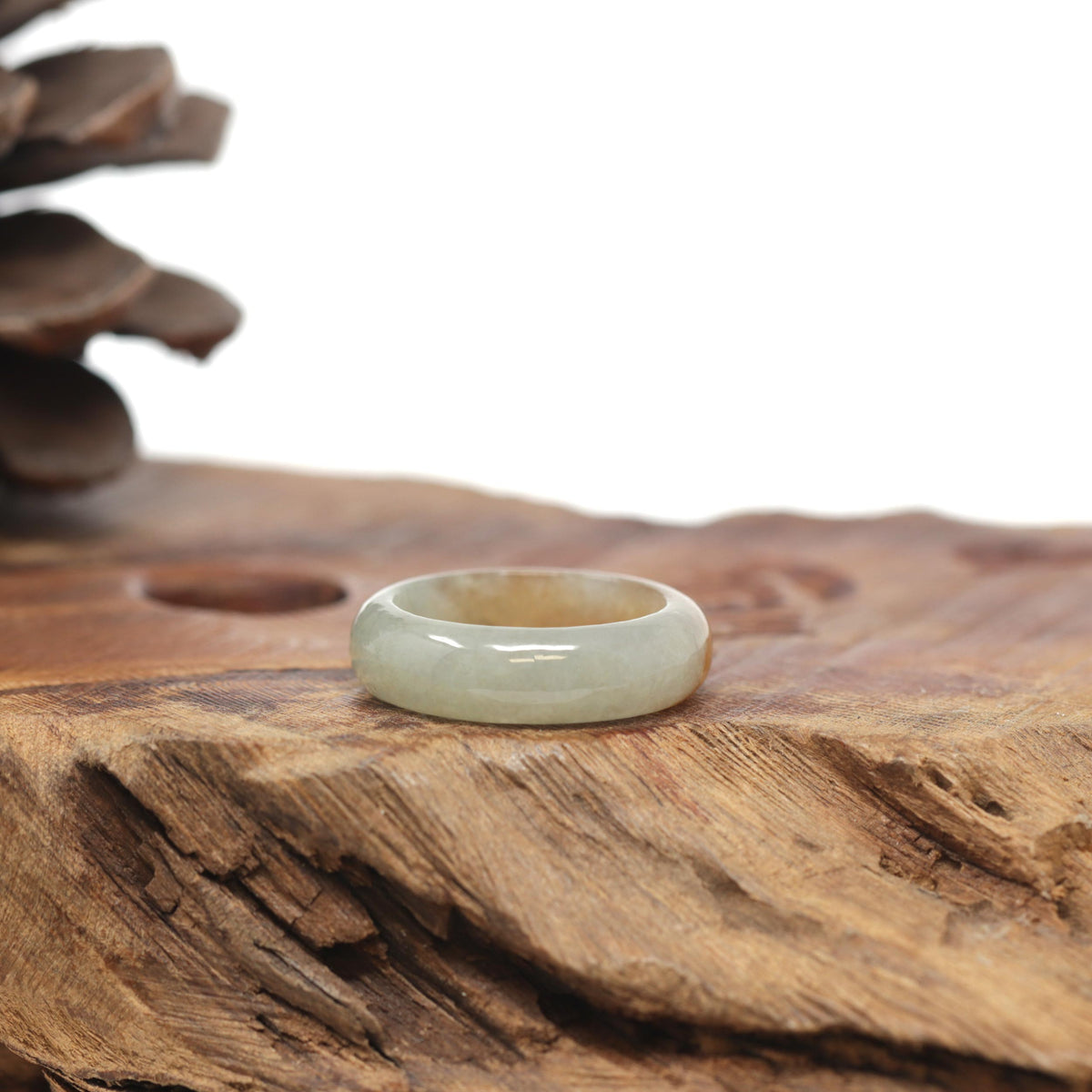Baikalla Natural Icy Orange &amp; Light Green Jadeite Jade Traditional Ring 
