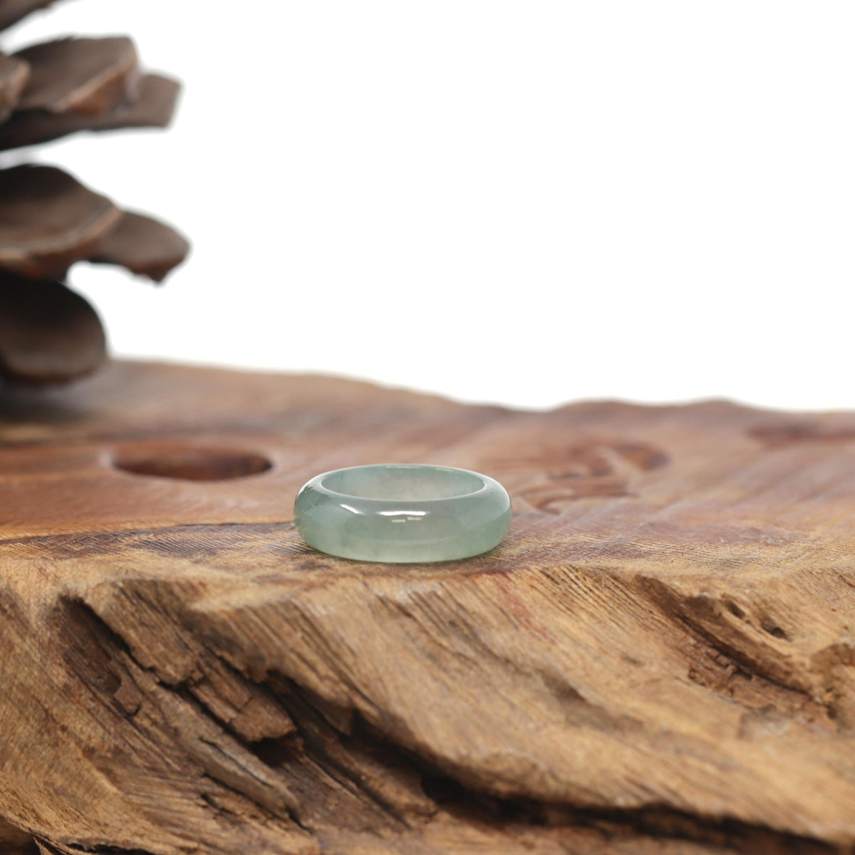 Baikalla Natural Icy Green Jadeite Jade Traditional Ring 