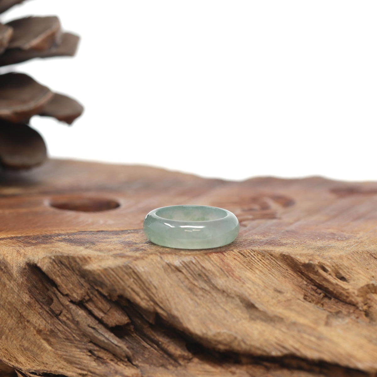 Baikalla Natural Icy Green Jadeite Jade Traditional Ring 