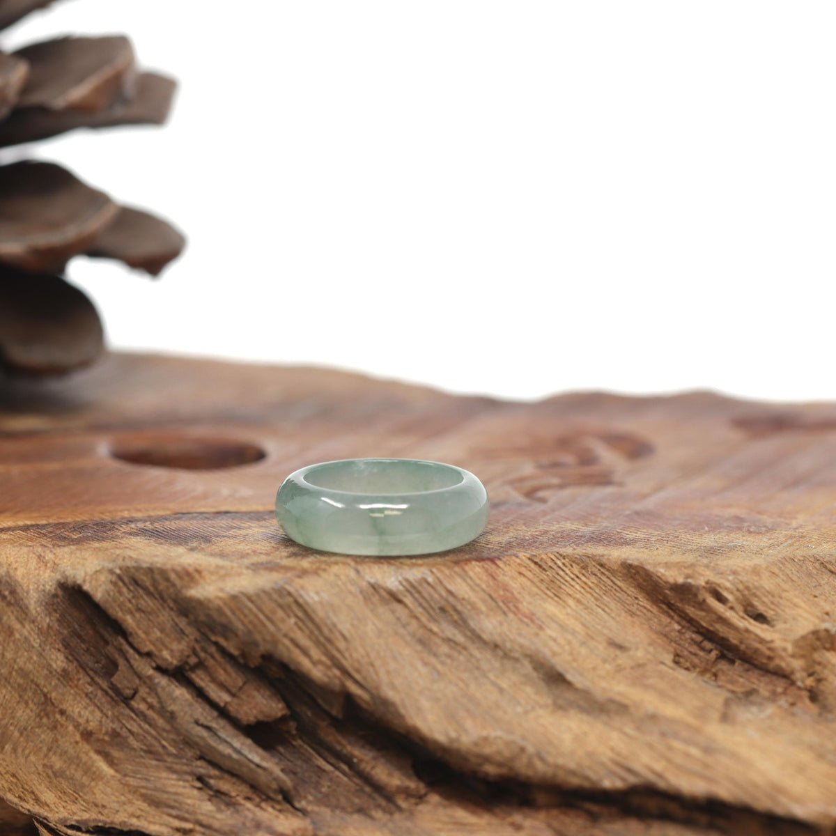 Baikalla Natural Icy Green Jadeite Jade Traditional Ring 
