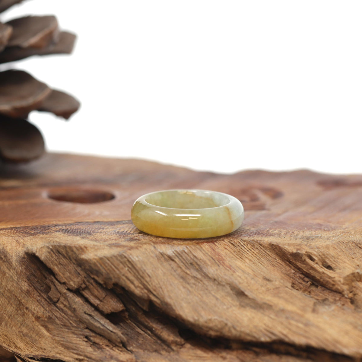 Baikalla Natural Icy Yellow Jadeite Jade Traditional Ring 