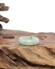 Baikalla Natural Icy Light Green W/ Vibrant Apple-Green Patch Jadeite Jade Traditional Ring 