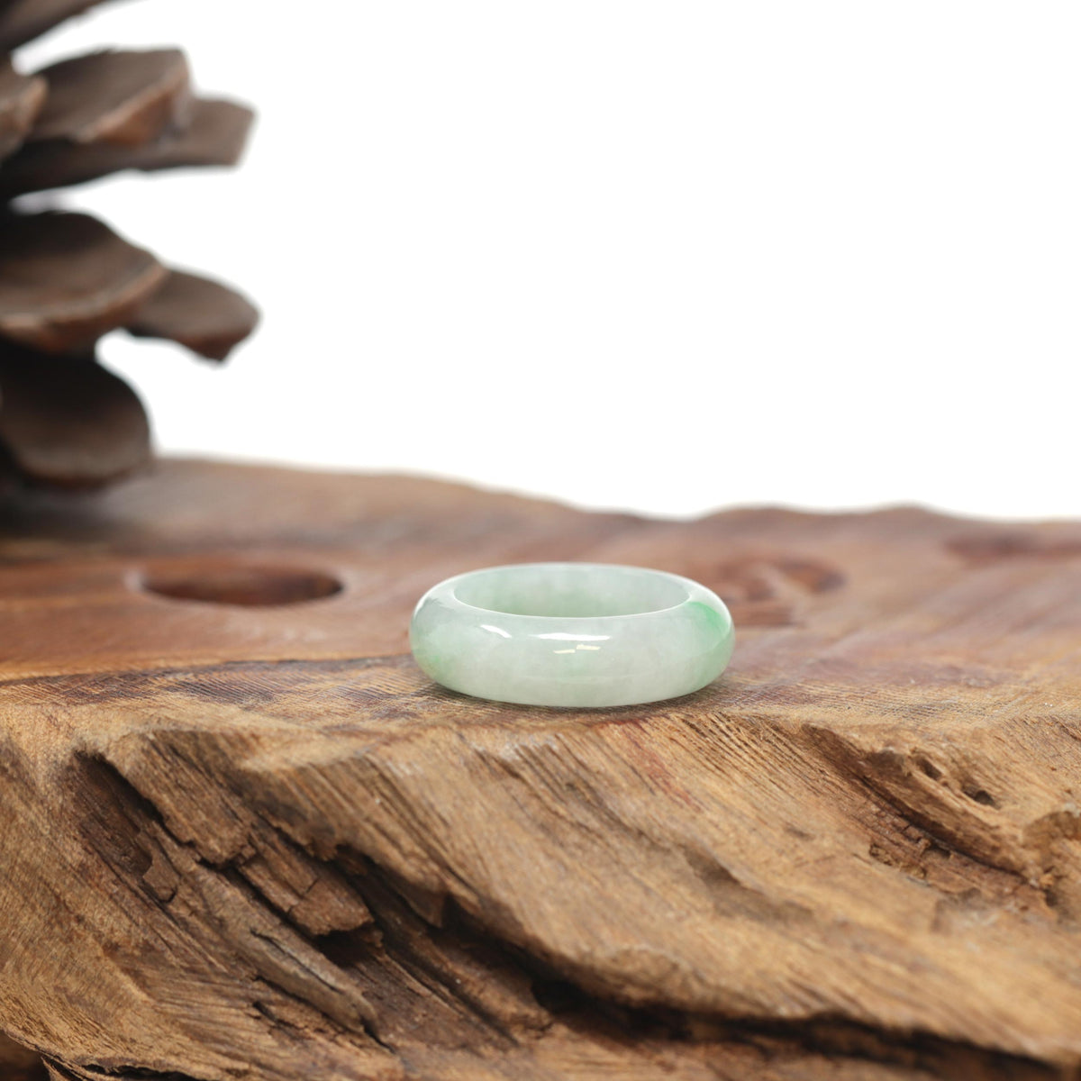 Baikalla Natural Icy Light Green W/ Vibrant Apple-Green Patch Jadeite Jade Traditional Ring 