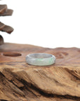 Baikalla Natural Icy Black Sesame Wuji W/ Apple-Green Patch Jadeite Jade Traditional Ring 