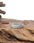 Baikalla Natural Icy Black Sesame Wuji W/ Apple-Green Patch Jadeite Jade Traditional Ring 