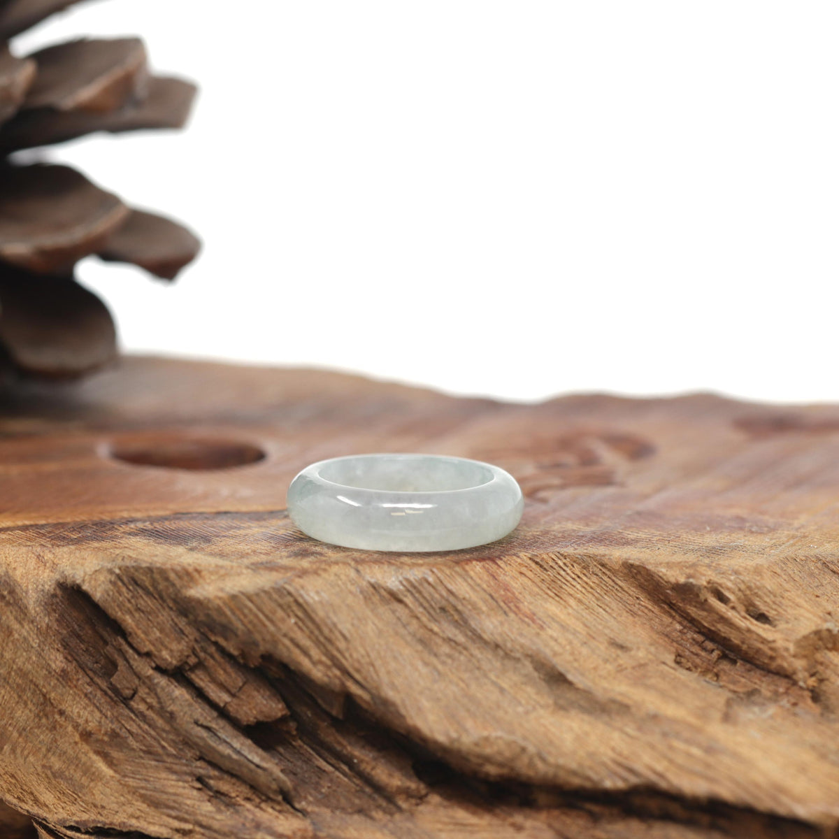 Baikalla Natural Icy Faint Green Jadeite Jade Traditional Ring 