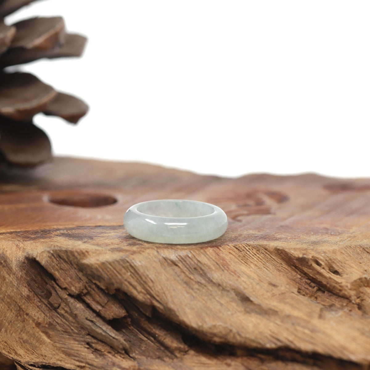 Baikalla Natural Icy Faint Green Jadeite Jade Traditional Ring 