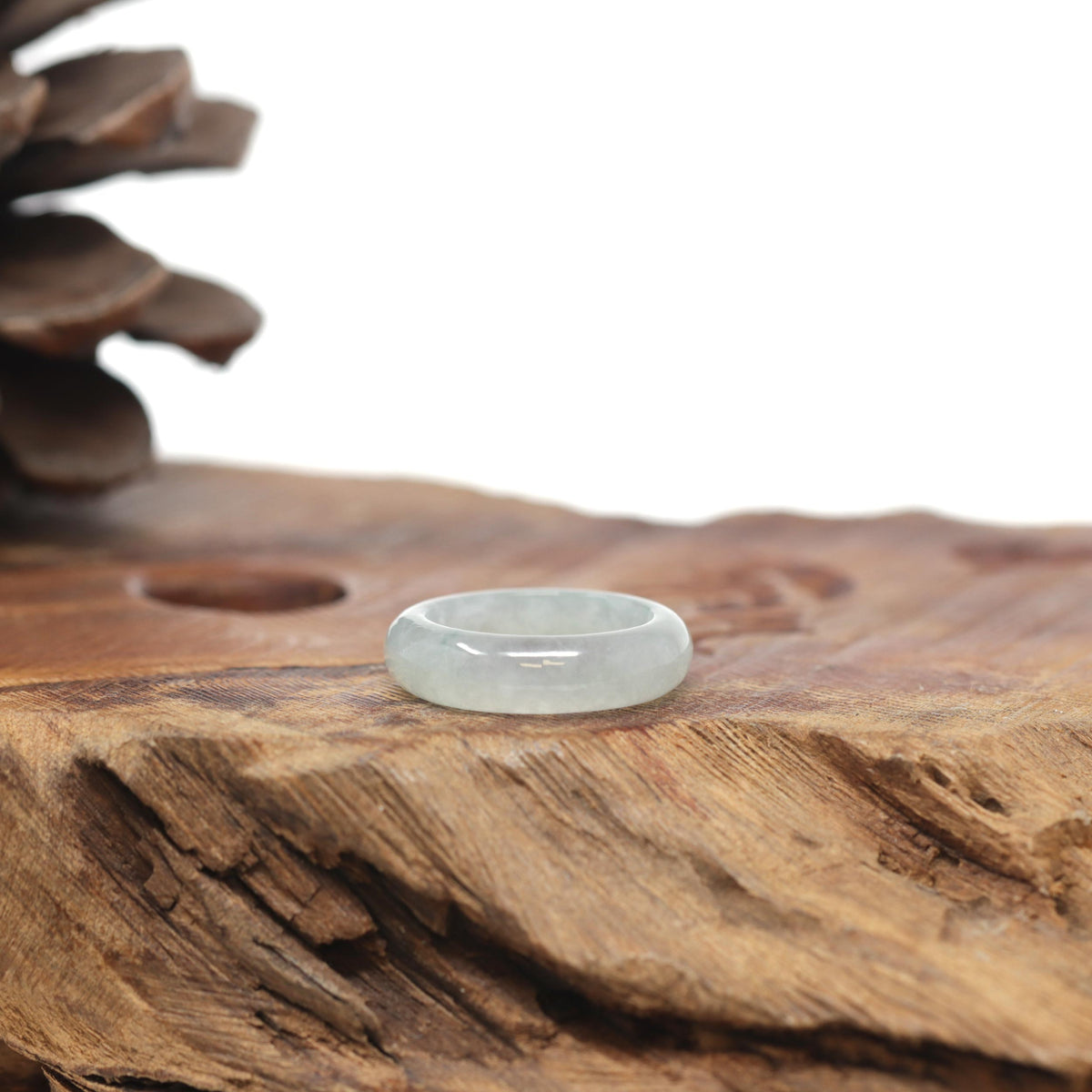Baikalla Natural Icy Faint Green Jadeite Jade Traditional Ring 