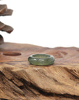 Baikalla Natural Icy Oil-Green W/ Sajin (Golden Dust) Jadeite Jade Traditional Ring 