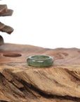 Baikalla Natural Icy Oil-Green W/ Sajin (Golden Dust) Jadeite Jade Traditional Ring 