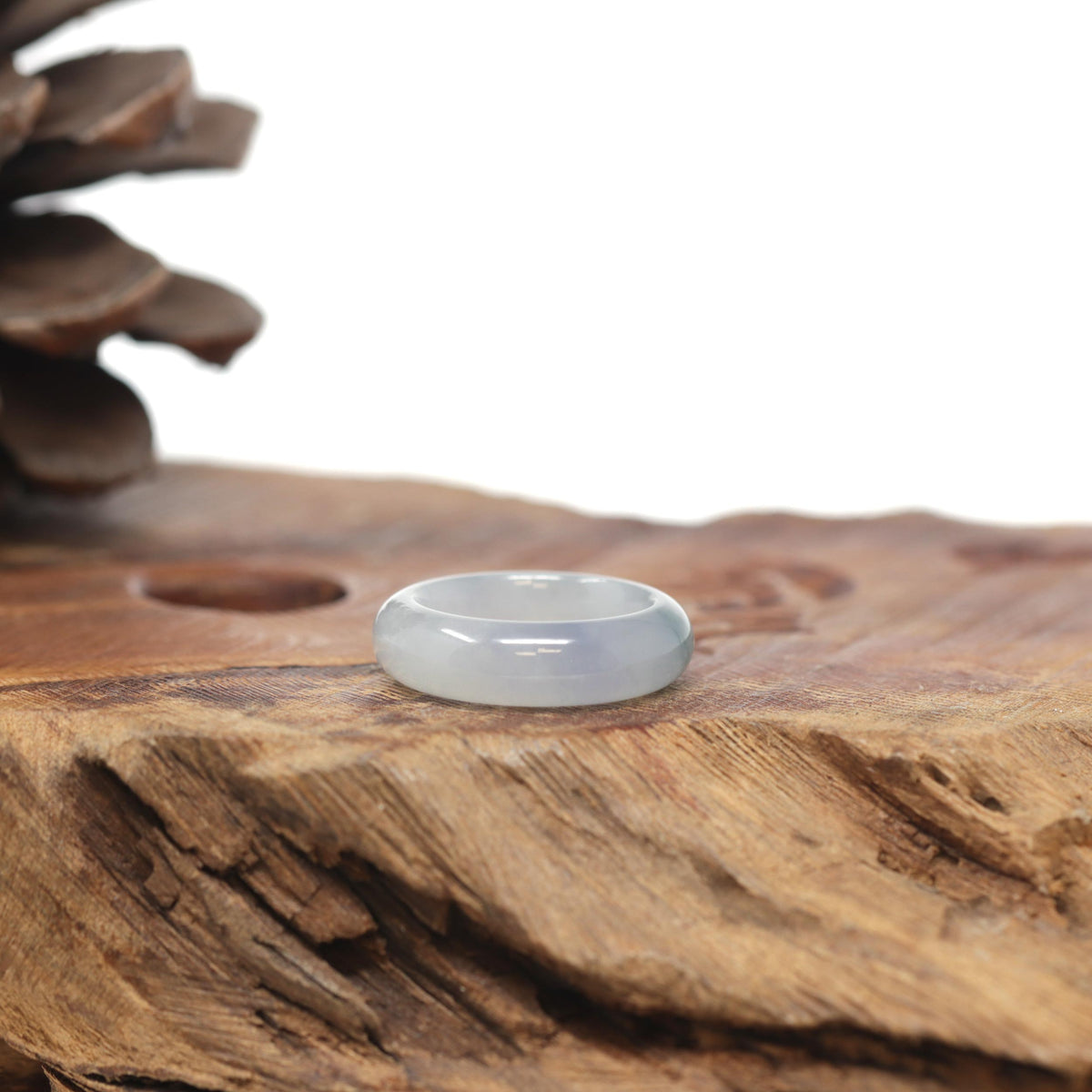 Baikalla Natural Icy Lavender &amp; Blue-Green Flower Jadeite Jade Traditional Ring 