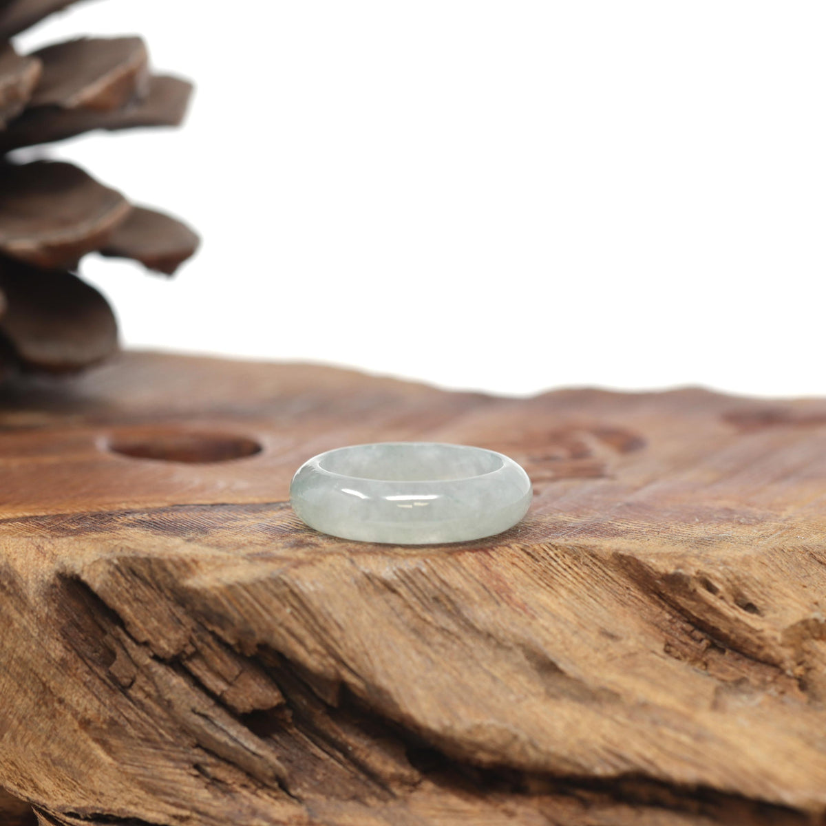 Baikalla Natural Icy Light Green Jadeite Jade Traditional Ring 