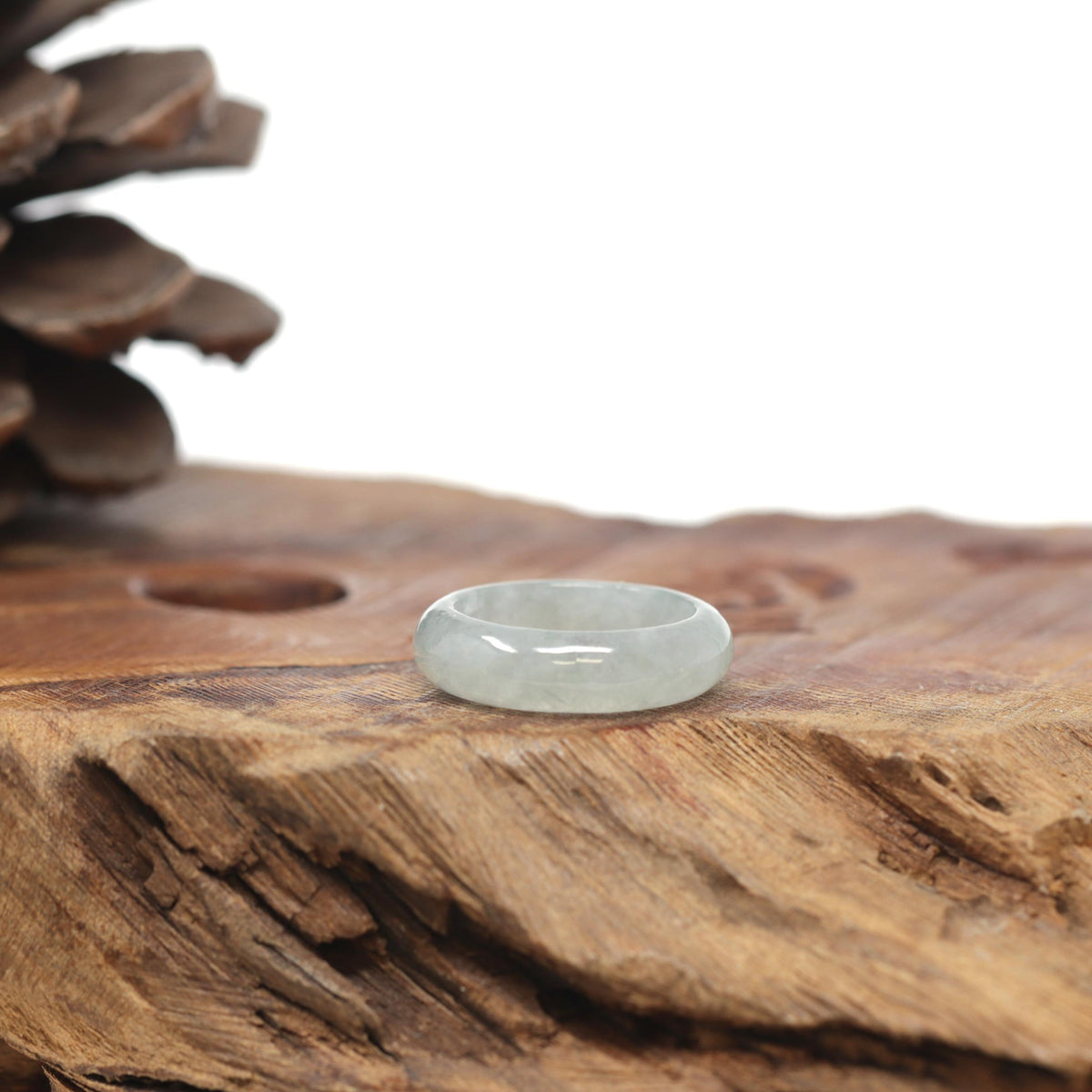 Baikalla Natural Icy Light Green Jadeite Jade Traditional Ring 