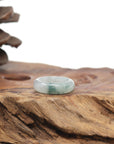 Baikalla Natural Icy Blue-Green Flower Jadeite Jade Traditional Ring 