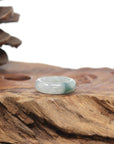 Baikalla Natural Icy Blue-Green Flower Jadeite Jade Traditional Ring 