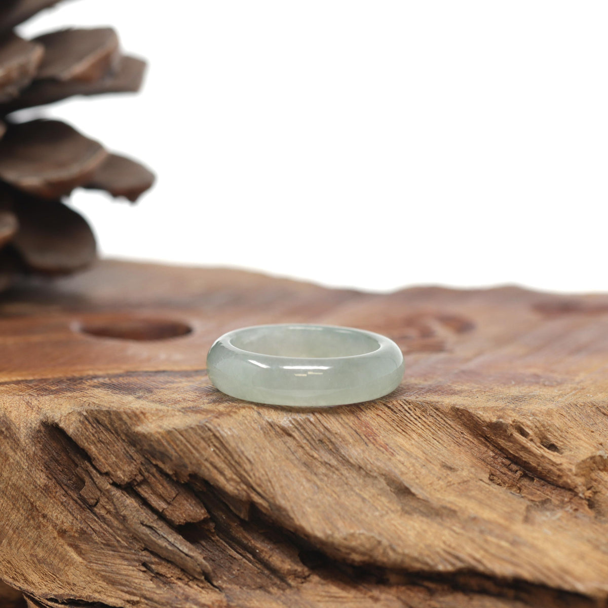 Baikalla Natural Icy Light Green Jadeite Jade Traditional Ring 
