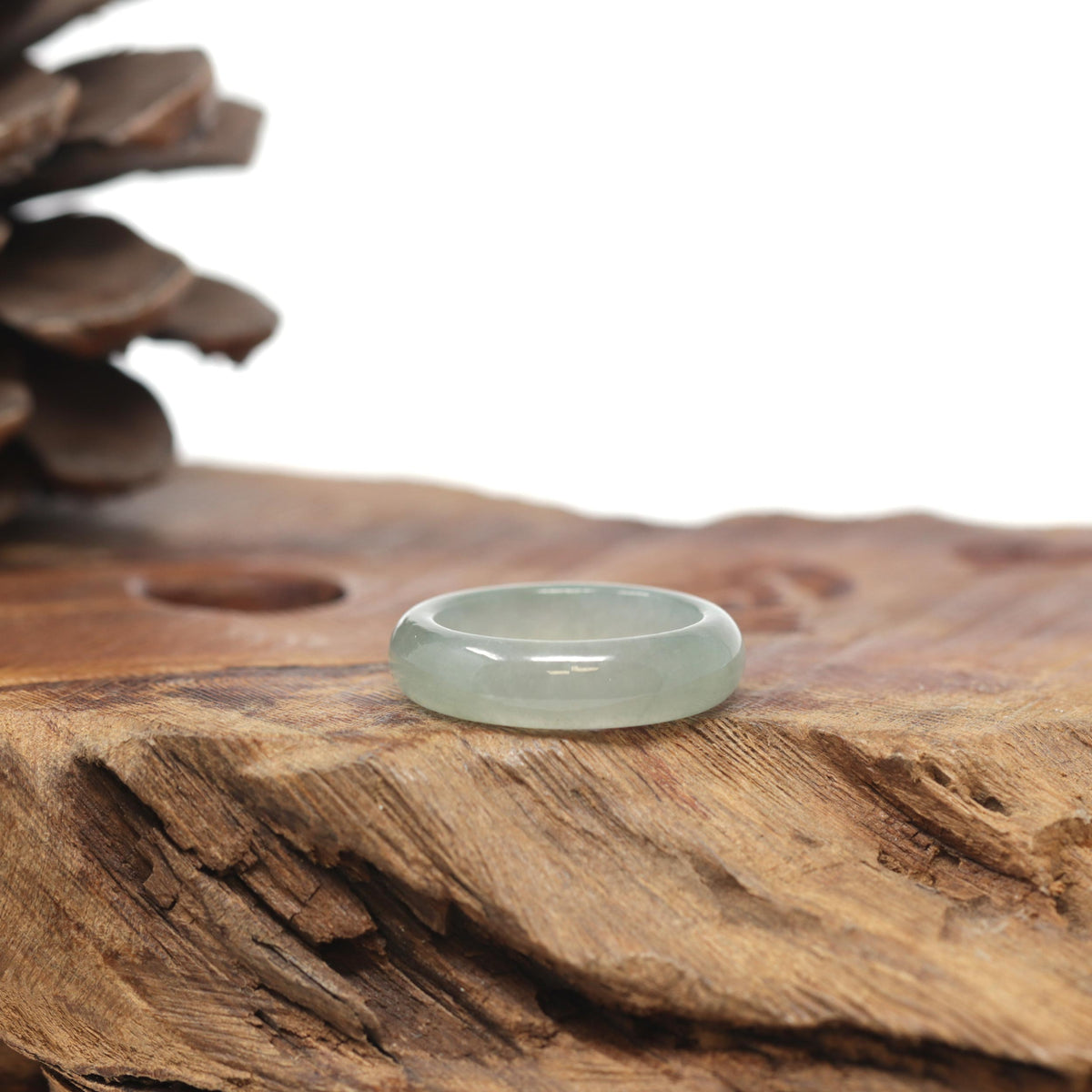 Baikalla Natural Icy Light Green Jadeite Jade Traditional Ring 