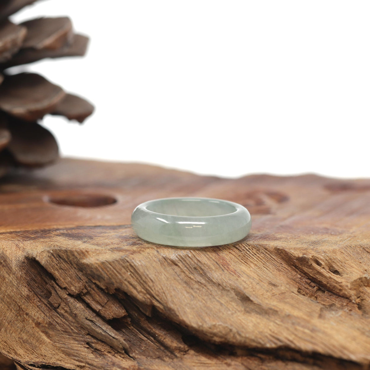Baikalla Natural Icy Light Green Jadeite Jade Traditional Ring 