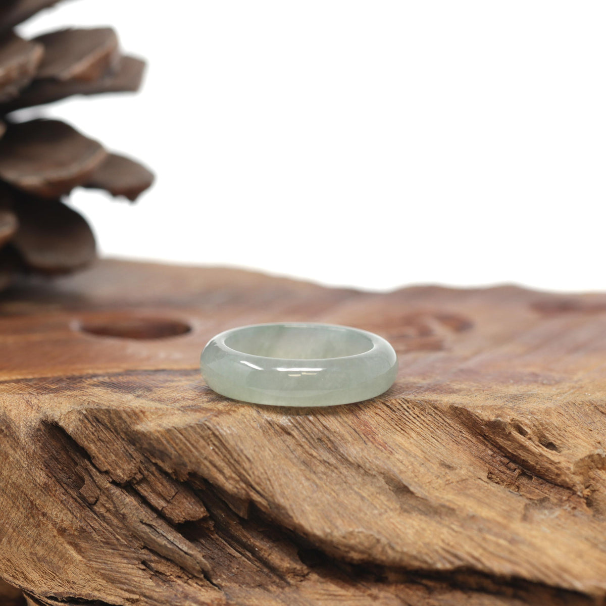 Baikalla Natural Icy Light Green Jadeite Jade Traditional Ring 