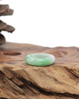 Baikalla Natural Icy Apple-Green Jadeite Jade Traditional Ring 