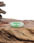 Baikalla Natural Icy Apple-Green Patches Jadeite Jade Traditional Ring 