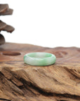 Baikalla Natural Icy Apple-Green Patches Jadeite Jade Traditional Ring 
