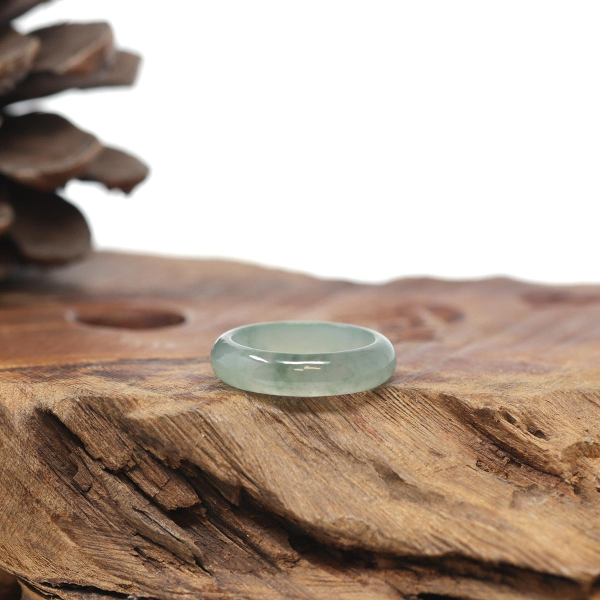 Baikalla Natural Icy Green Jadeite Jade Traditional Ring 