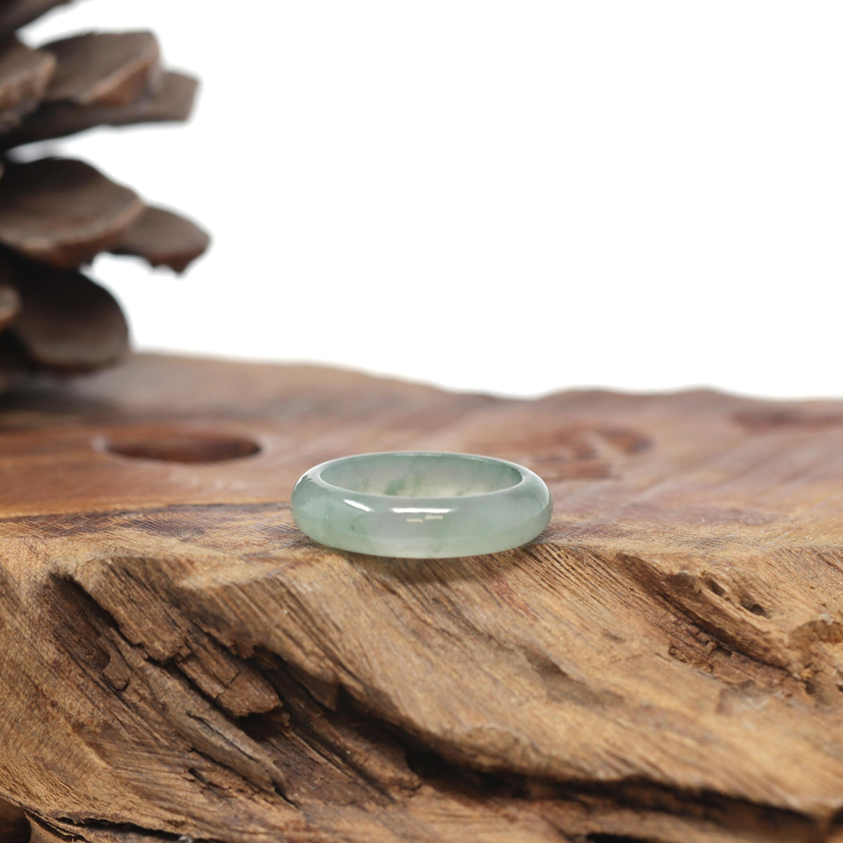 Baikalla Natural Icy Green Jadeite Jade Traditional Ring 