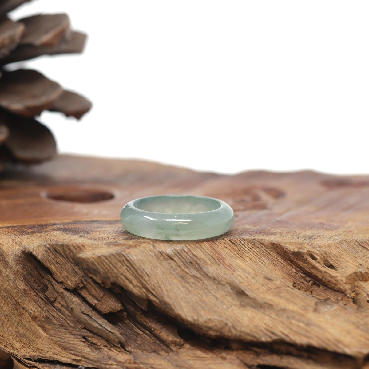 Baikalla Natural Icy Green Jadeite Jade Traditional Ring 