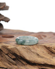 Baikalla Natural Icy Blue-Green Flowers Jadeite Jade Traditional Ring 