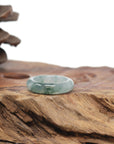 Baikalla Natural Icy Blue-Green Flowers Jadeite Jade Traditional Ring 