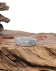 Baikalla Natural Icy Grey & Black Wuji Jadeite Jade Traditional Ring 