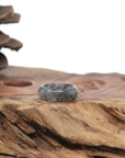 Baikalla Natural Icy Black Wuji Jadeite Jade Traditional Ring 