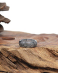 Baikalla Natural Icy Black Wuji Jadeite Jade Traditional Ring 