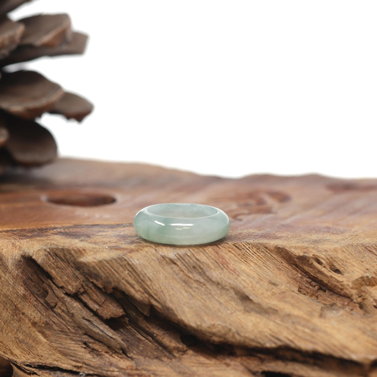 Baikalla Natural Icy Light Green Jadeite Jade Traditional Ring 