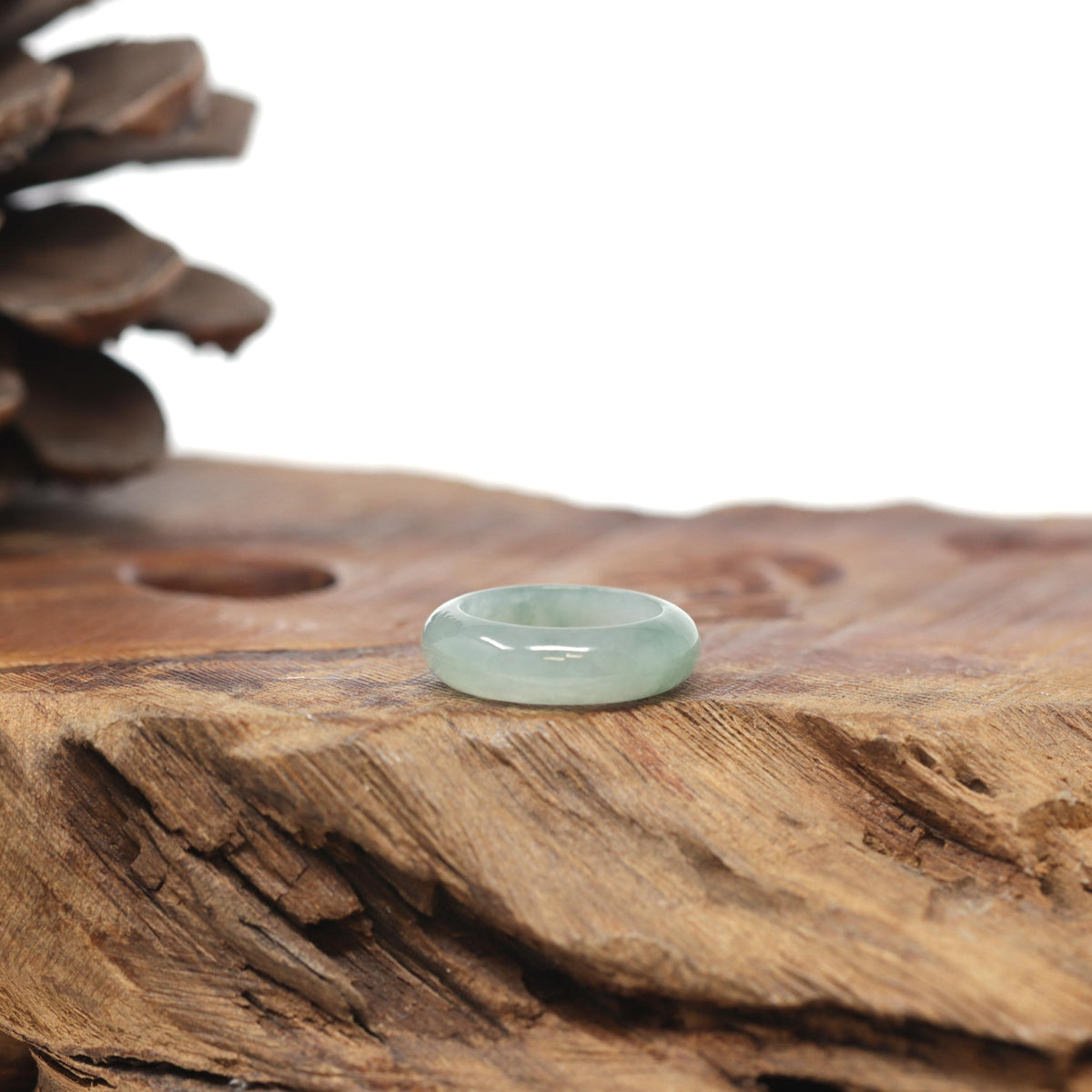 Baikalla Natural Icy Light Green Jadeite Jade Traditional Ring 
