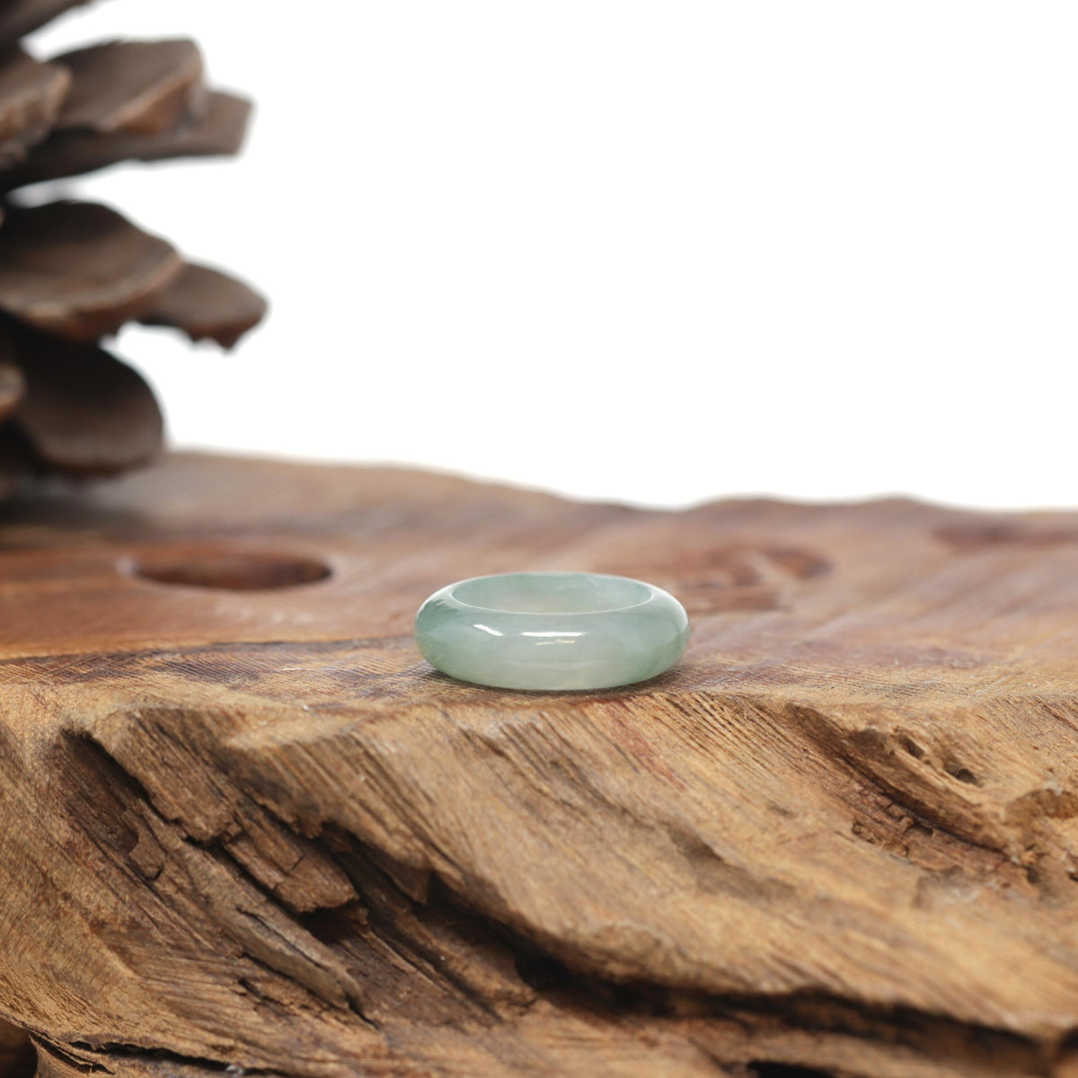 Baikalla Natural Icy Light Green Jadeite Jade Traditional Ring 