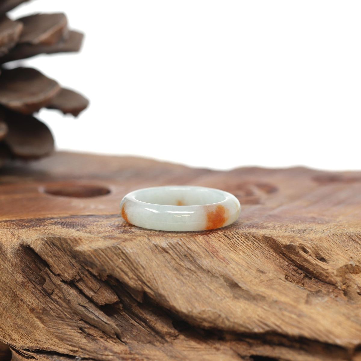 Baikalla Natural Icy Light Green &amp; Sajin (Golden Dust) Jadeite Jade Traditional Ring 