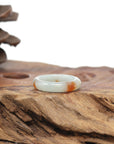 Baikalla Natural Icy Light Green & Sajin (Golden Dust) Jadeite Jade Traditional Ring 