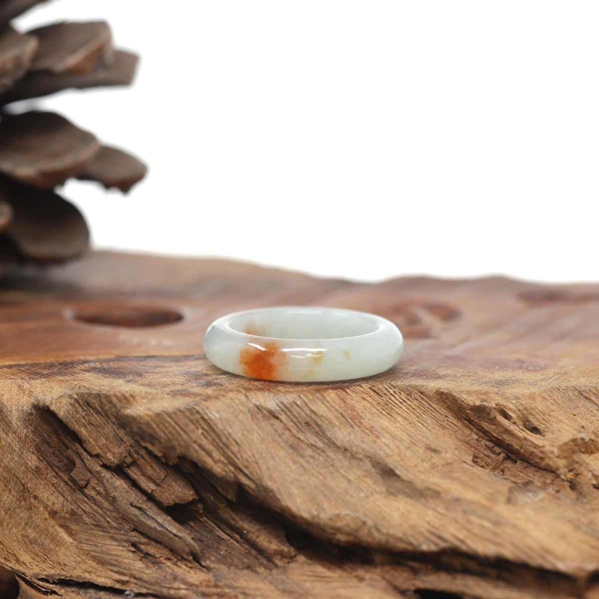 Baikalla Natural Icy Light Green &amp; Sajin (Golden Dust) Jadeite Jade Traditional Ring 