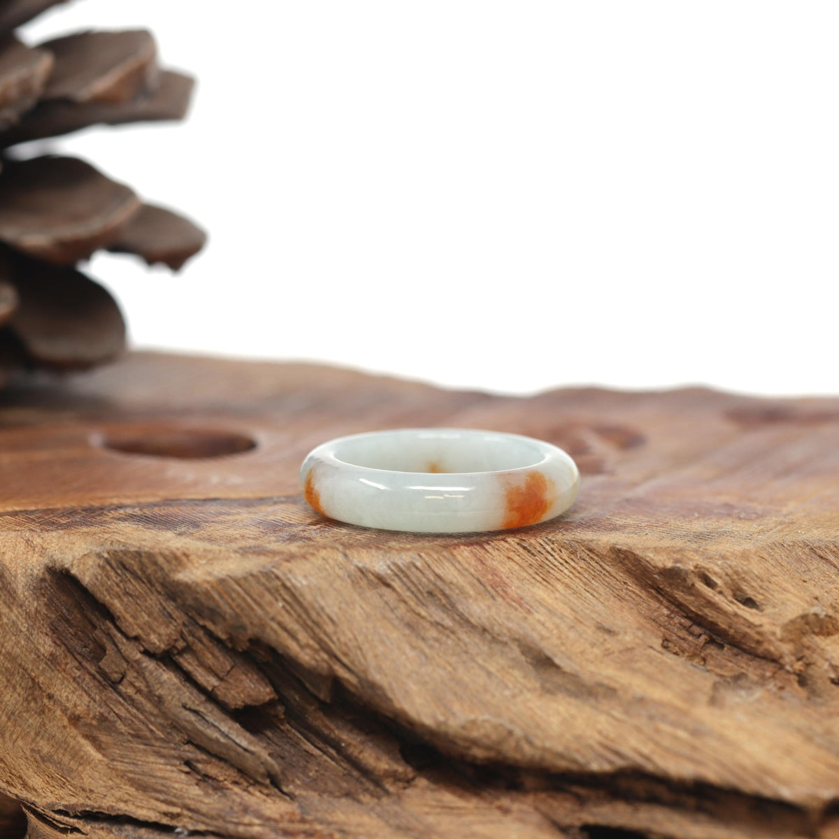 Baikalla Natural Icy Light Green &amp; Sajin (Golden Dust) Jadeite Jade Traditional Ring 