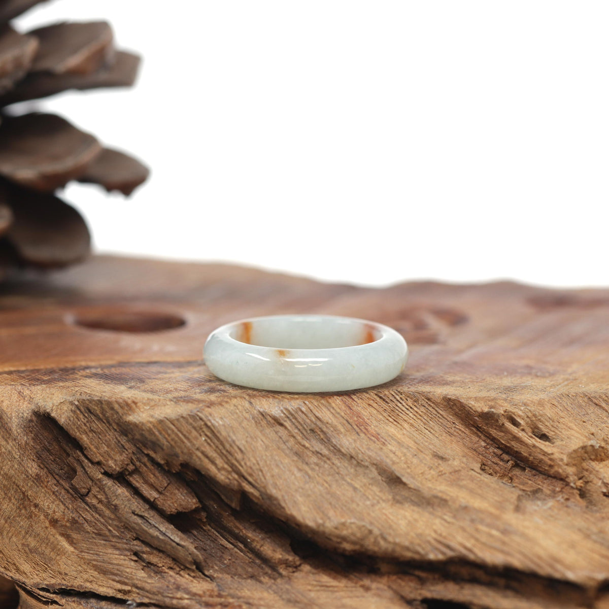 Baikalla Natural Icy Light Green &amp; Sajin (Golden Dust) Jadeite Jade Traditional Ring 