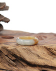 Baikalla Natural Icy Yellow-Orange Jadeite Jade Traditional Ring 