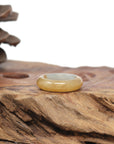 Baikalla Natural Icy Yellow-Orange Jadeite Jade Traditional Ring 