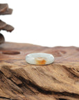 Baikalla Natural Icy Light Green & Sajin (Golden Dust) Jadeite Jade Traditional Ring 