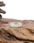 Baikalla Natural Icy Light Green & Sajin (Golden Dust) Jadeite Jade Traditional Ring 