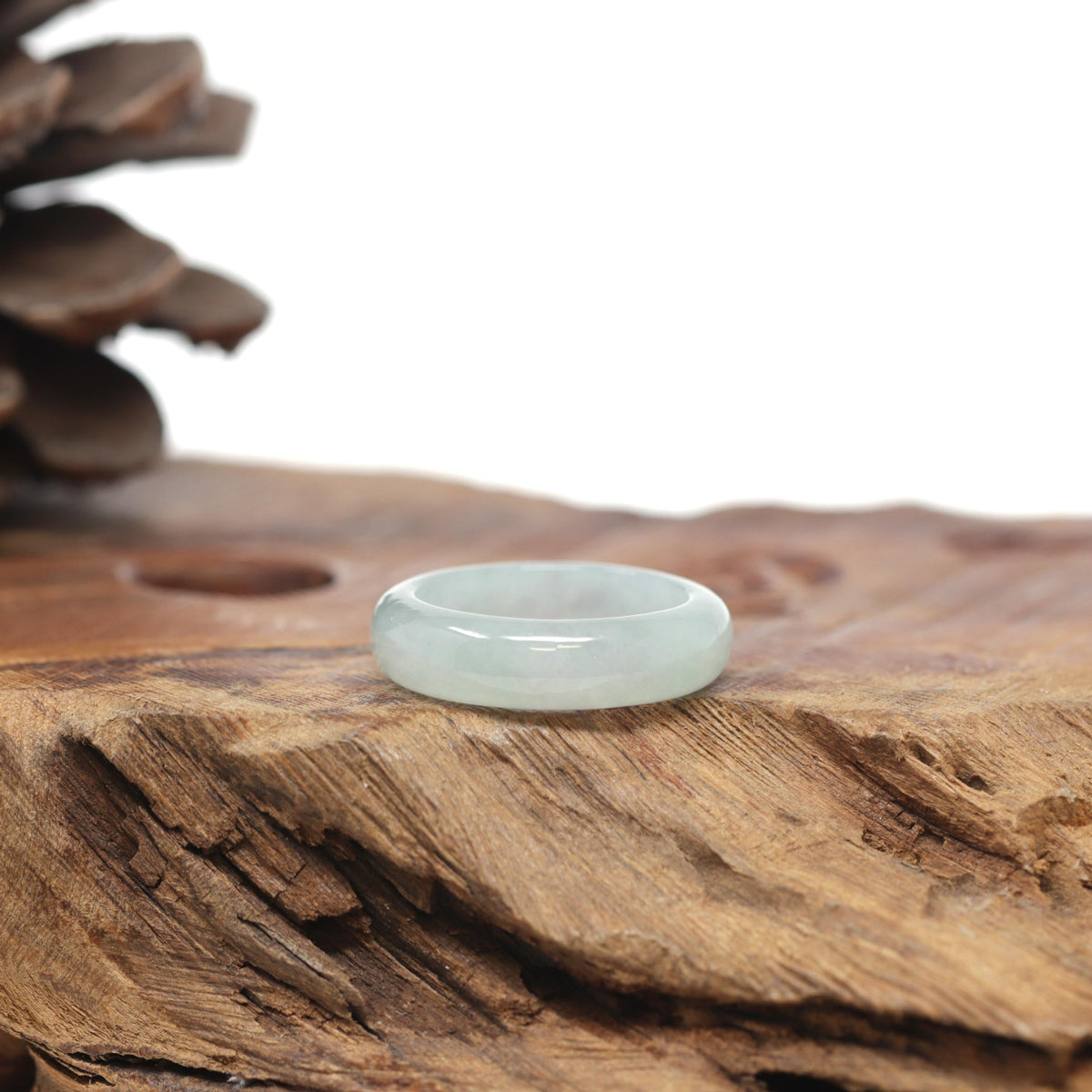 Baikalla Natural Icy Light Green Jadeite Jade Traditional Ring 