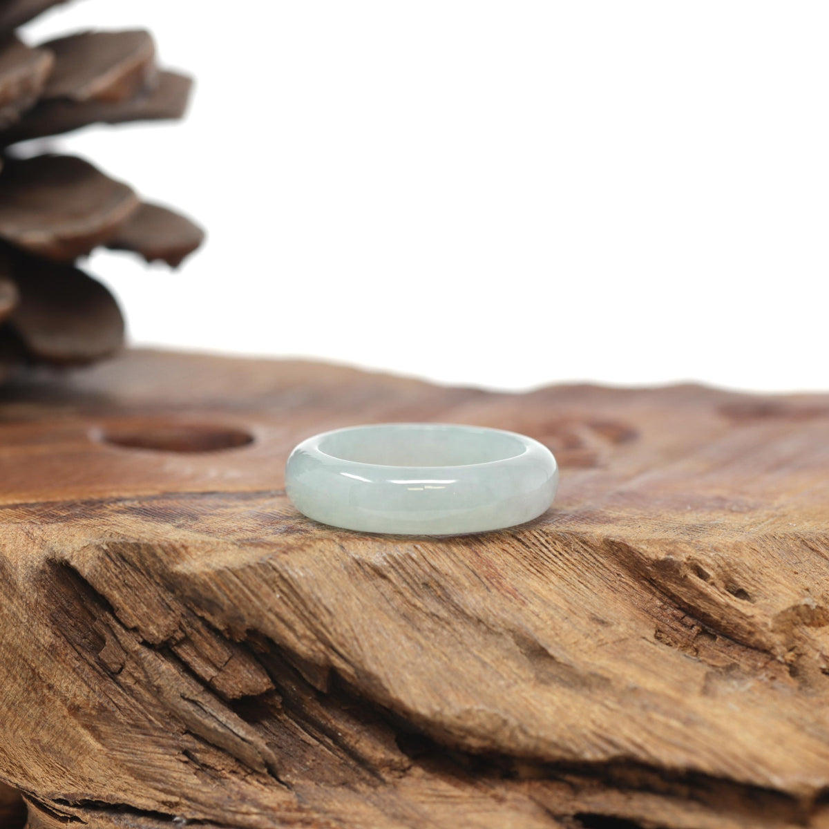 Baikalla Natural Icy Light Green Jadeite Jade Traditional Ring 