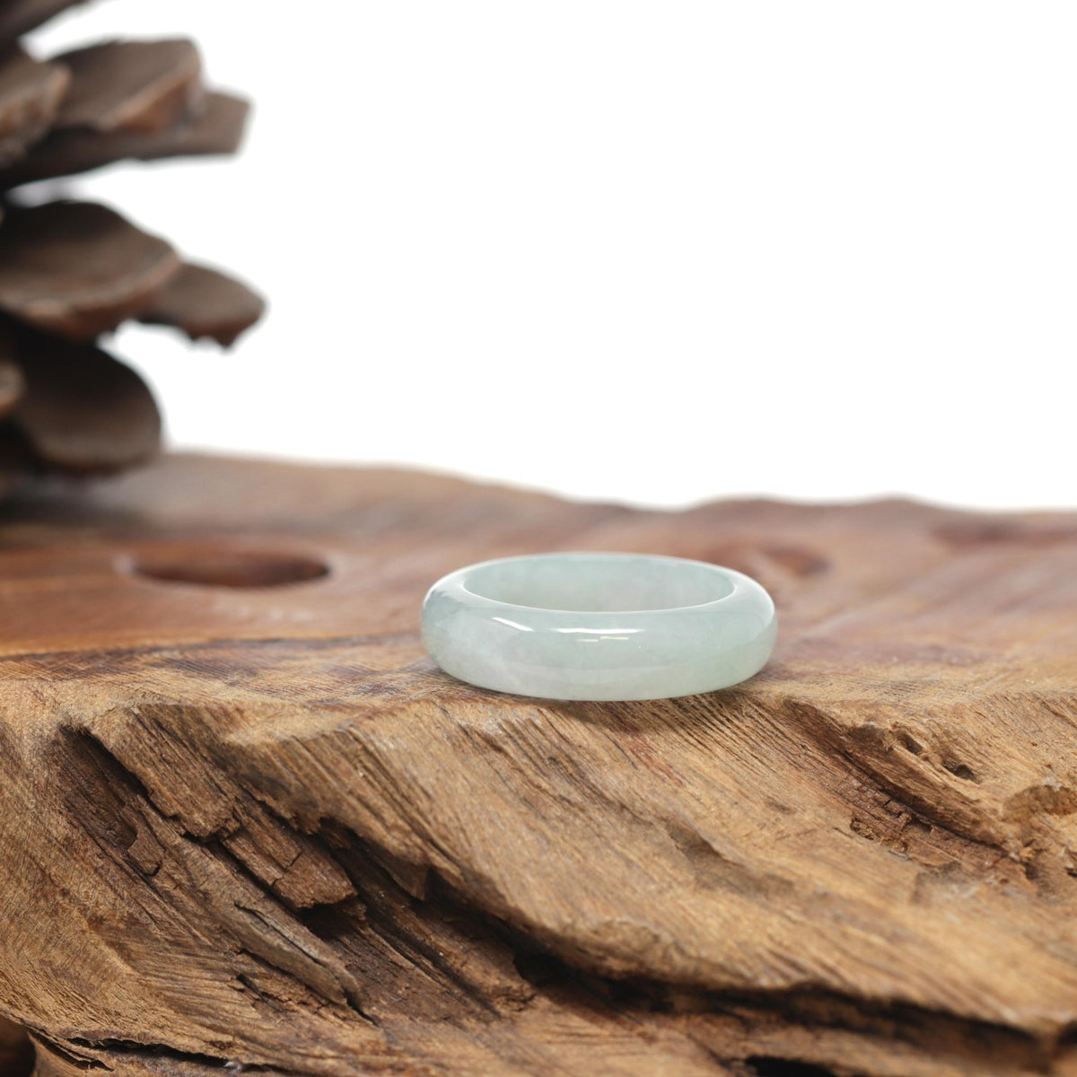 Baikalla Natural Icy Light Green Jadeite Jade Traditional Ring 