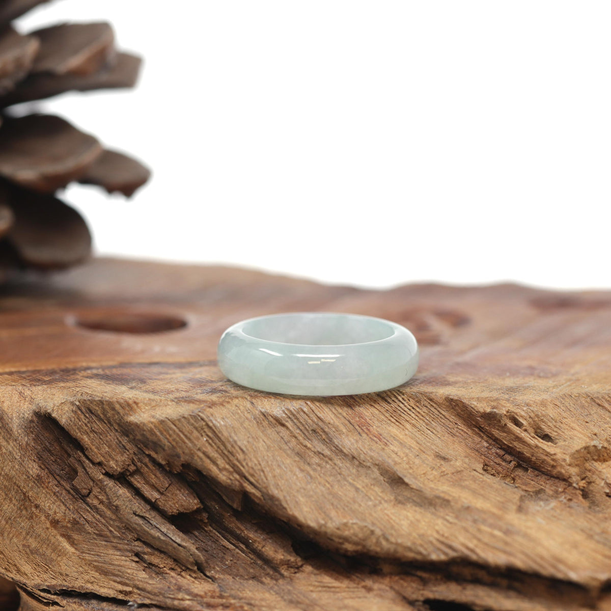 Baikalla Natural Icy Light Green Jadeite Jade Traditional Ring 